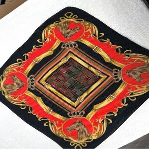 Must Have by designer Doris Posser Equestrian Theme Accordion Pleated Scarf